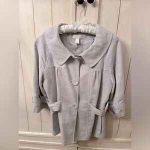 Ann Taylor Loft Shimmery Silver 3/4 Sleeve Jacket SZ 10
